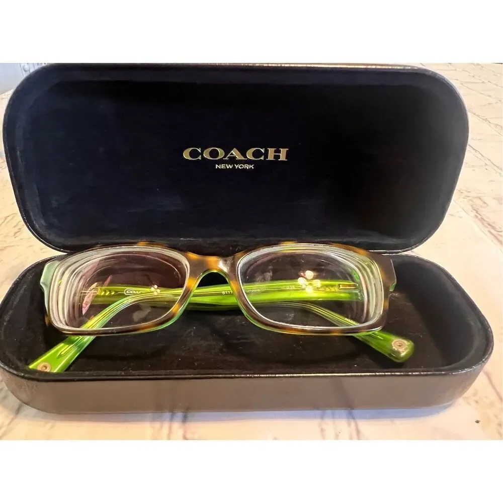 Coach New York Brooklyn Eyeglass Frames Tortoise Shell Brown Green Trendy Twee